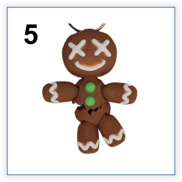 #5 3D printed traditional gingerbread man keyring dead with broken tummy
