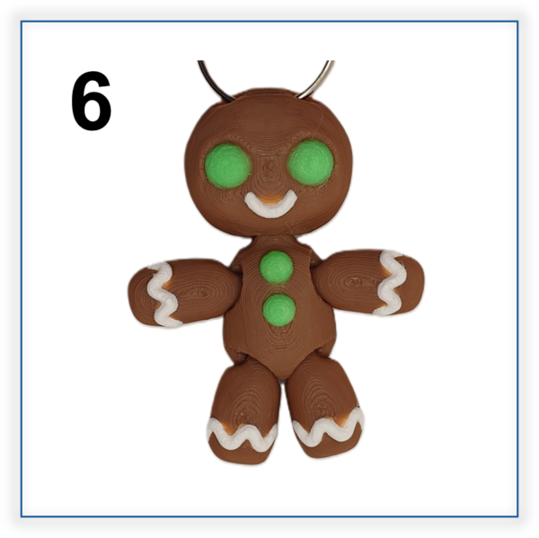 #6 3D printed traditional gingerbread man keyring smiling