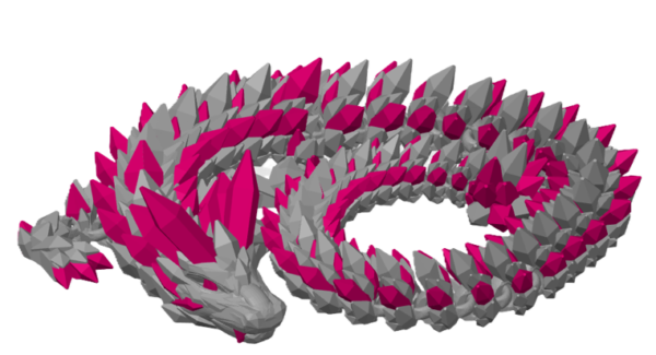 Crystal dragon slicer Slicer preview of the CinderWings Crystal Dragon highlighting the separately selectable colour areas, including the body, crystals and eyes.