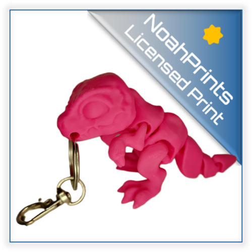 Articulated T-Rex dinosaur keyring, 3D printed by NoahPrints.