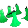 Glow-in-the-dark Halloween cat earrings in bright luminescent green with black drop hooks.